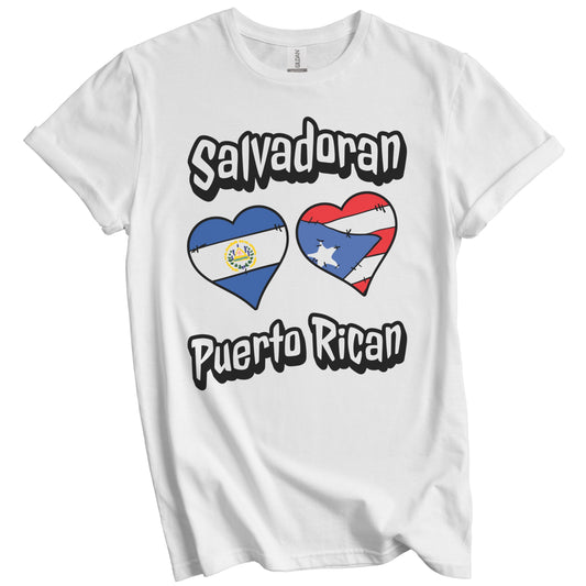 Salvadoran Puerto Rican Flag Hearts El Salvador Puerto Rico T-Shirt