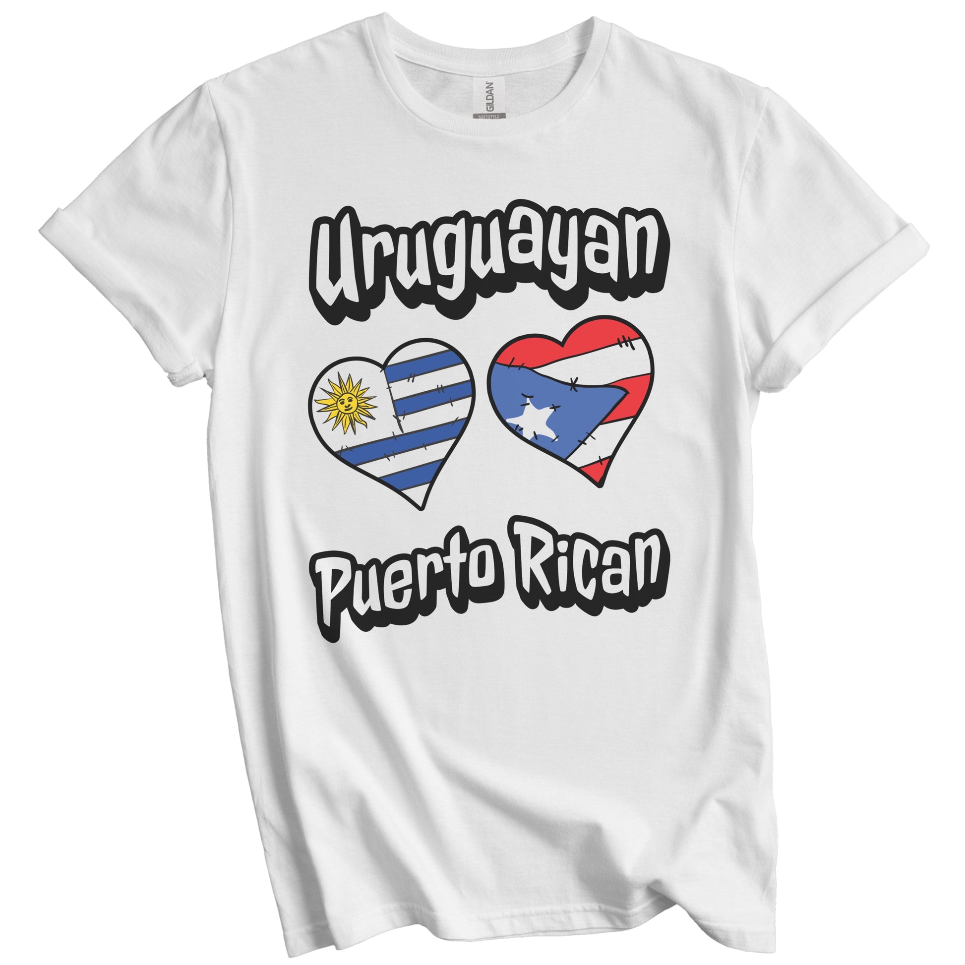 Uruguayan Puerto Rican Flag Heart Combo Uruguay Puerto Rico T-Shirt