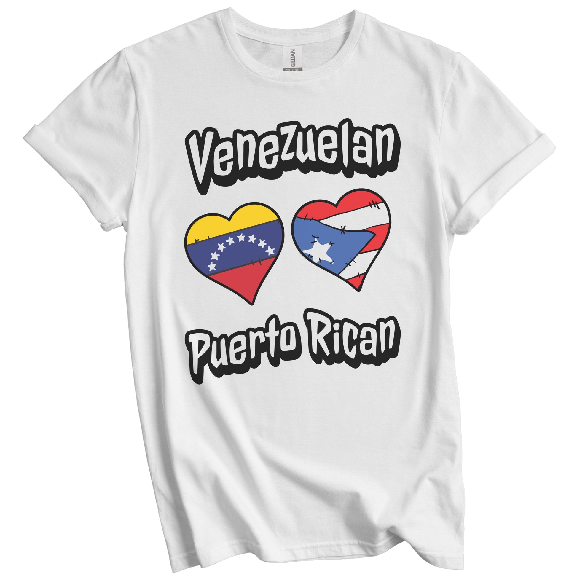 Venezuelan Puerto Rican Flag Hearts Venezuela Puerto Rico T-Shirt
