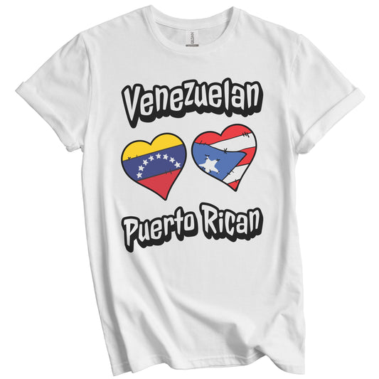 Venezuelan Puerto Rican Flag Hearts Venezuela Puerto Rico T-Shirt