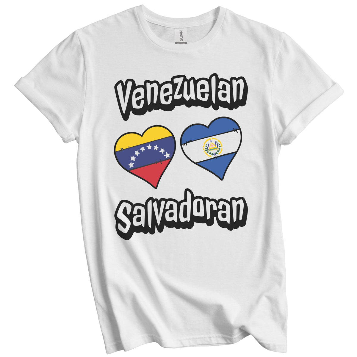 Venezuelan Salvadoran Flag Heart Combo Venezuela El Salvador T-Shirt