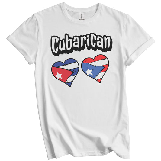 Cubarican Cuban Puerto Rican Flag Heart Combo T-Shirt