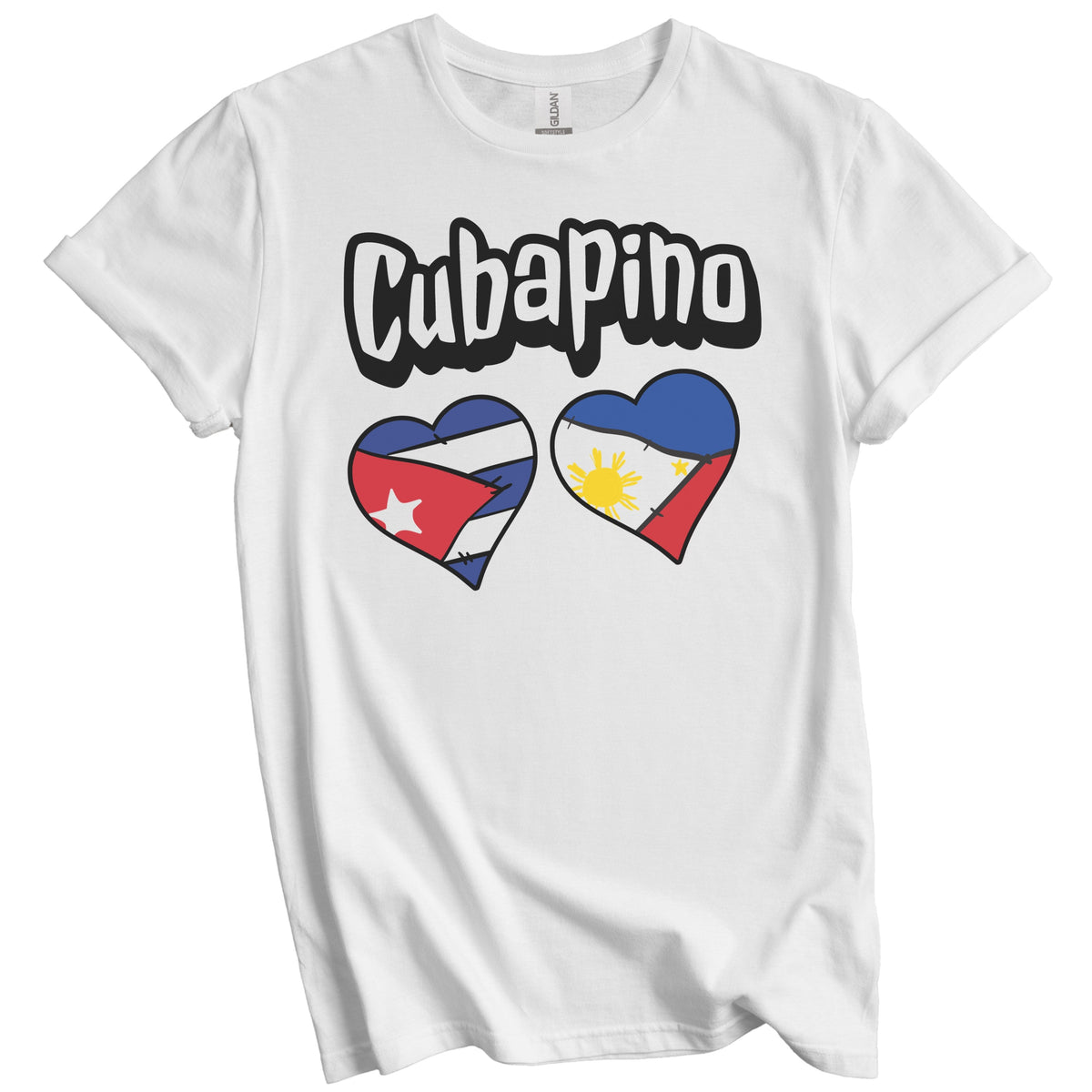 Cubapino Cuban Filipino Flag Heart Combo Cuba Philippines T-Shirt