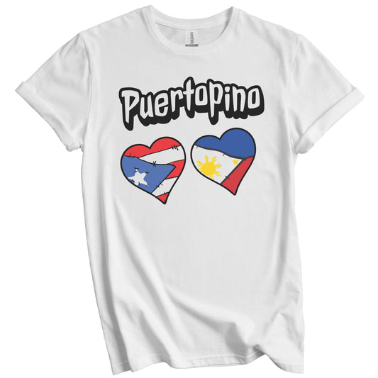 Puertopino Puerto Rican Filipino Flag Heart Combo T-Shirt