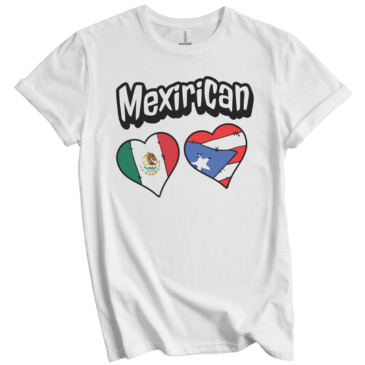 Mexirican Mexican Puerto Rican Flag Heart Combo T-Shirt