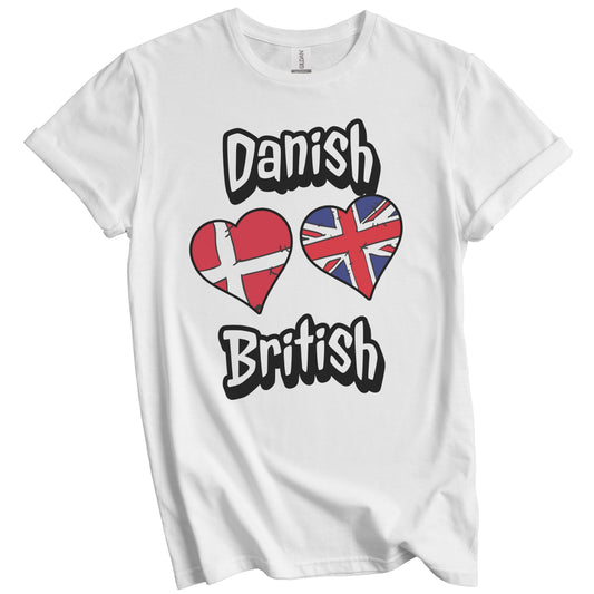 Danish British Flag Heart Combo Denmark UK T-Shirt