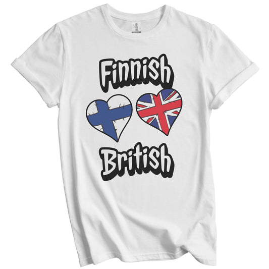 Finnish British Flag Heart Combo Finland UK T-Shirt