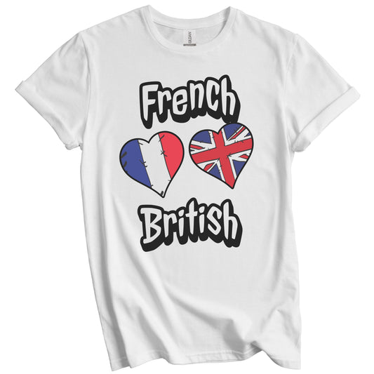 French British Flag Heart Combo France UK T-Shirt