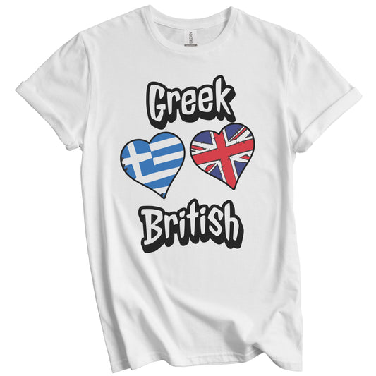 Greek British Flag Heart Combo Greece UK T-Shirt