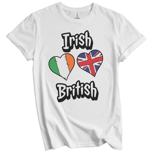Irish British Flag Heart Combo Ireland UK T-Shirt
