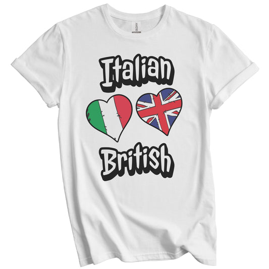 Italian British Flag Heart Combo Italy UK T-Shirt