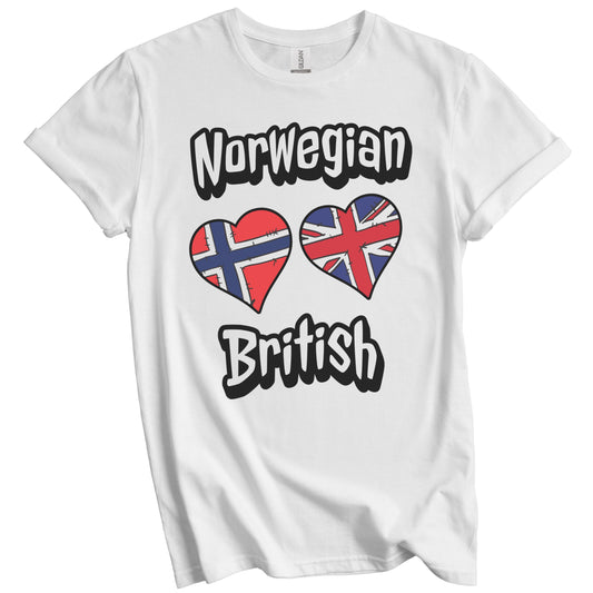 Norwegian British Flag Heart Combo Norway UK T-Shirt