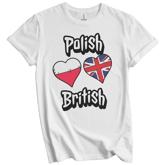 Polish British Flag Heart Combo Poland UK T-Shirt