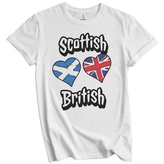 Scottish British Flag Heart Combo Scotland UK T-Shirt