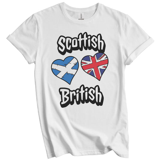 Scottish British Flag Heart Combo Scotland UK T-Shirt