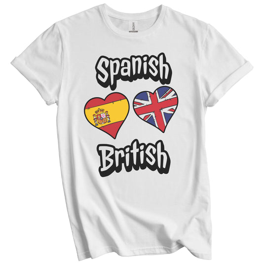 Spanish British Flag Heart Combo Spain UK T-Shirt