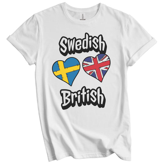 Swedish British Flag Heart Combo Sweden UK T-Shirt