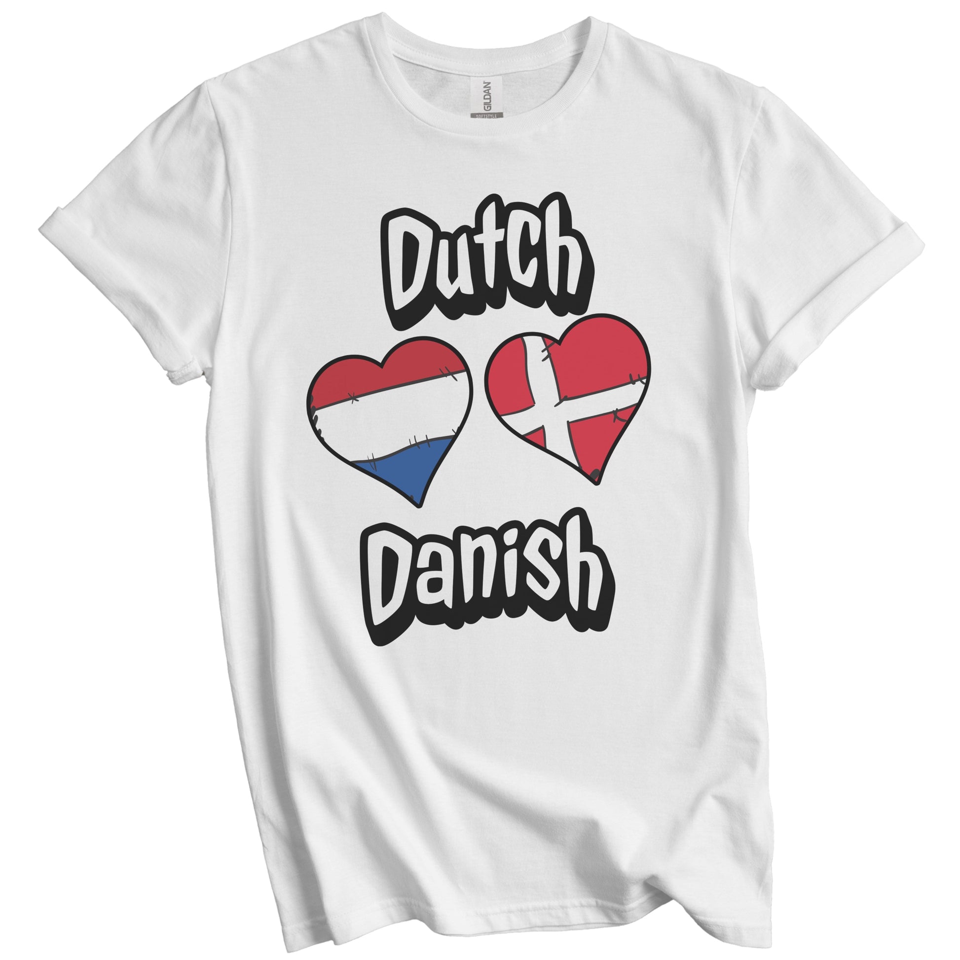 Dutch Danish Flag Heart Combo Netherlands Denmark T-Shirt