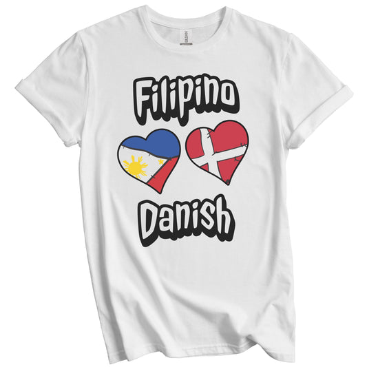 Filipino Danish Flag Heart Combo Philippines Denmark T-Shirt