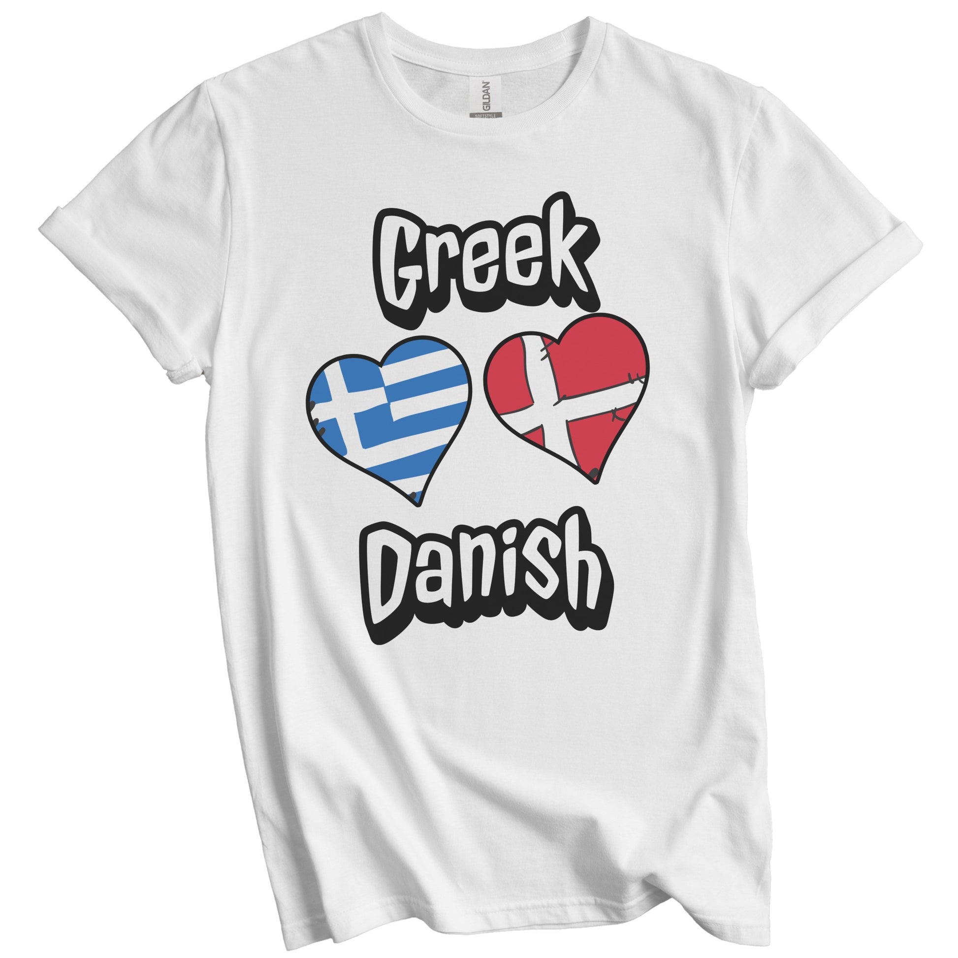 Greek Danish Flag Heart Combo Greece Denmark T-Shirt