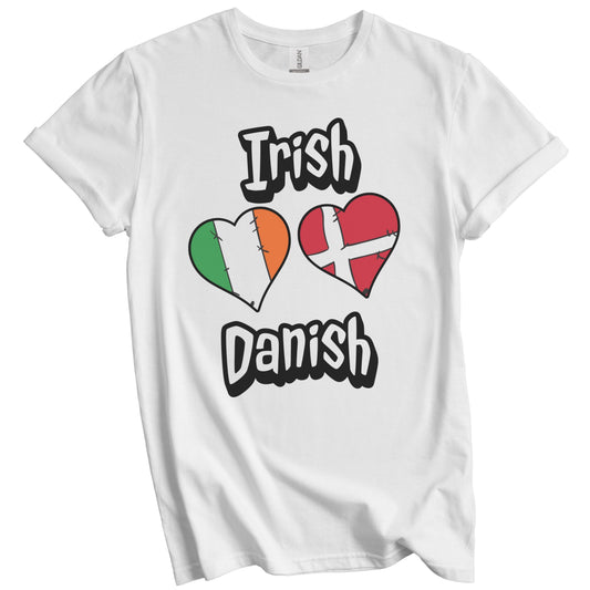 Irish Danish Flag Heart Combo Ireland Denmark T-Shirt