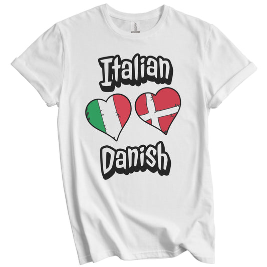 Italian Danish Flag Heart Combo Italy Denmark T-Shirt