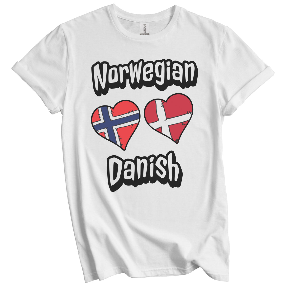 Norwegian Danish Flag Heart Combo Norway Denmark T-Shirt