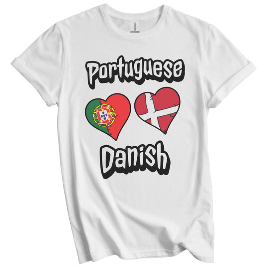 Portuguese Danish Flag Heart Combo Portugal Denmark T-Shirt