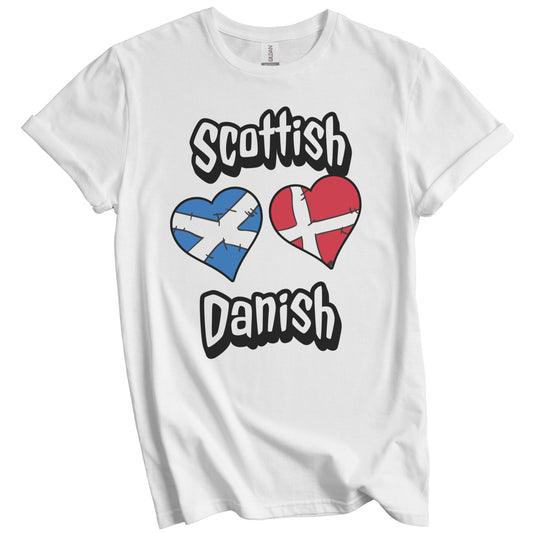 Scottish Danish Flag Heart Combo Scotland Denmark T-Shirt