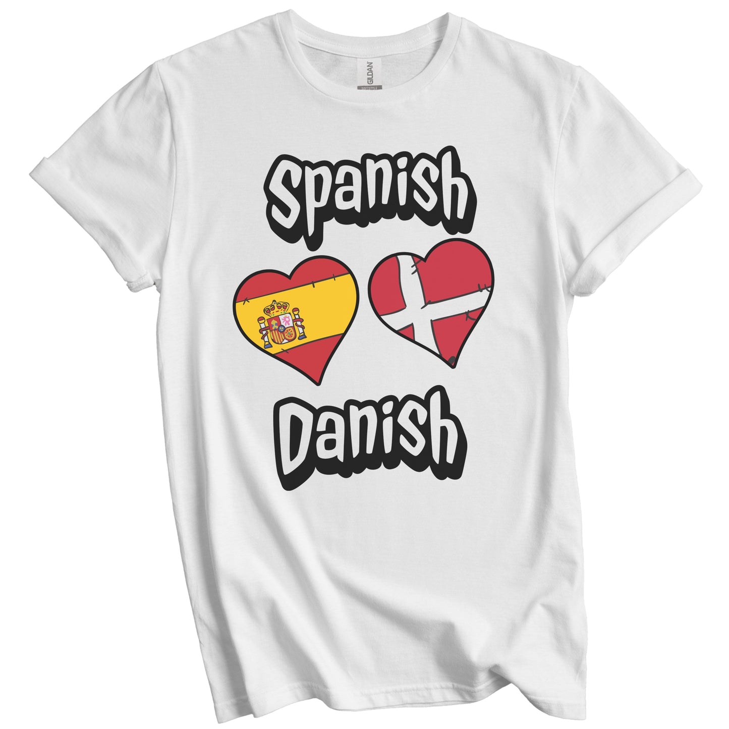 Spanish Danish Flag Heart Combo Spain Denmark T-Shirt