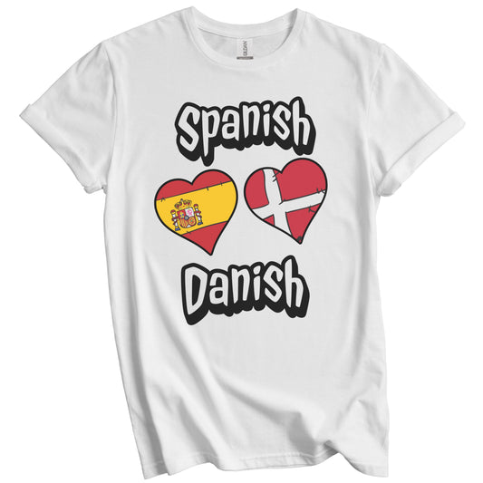 Spanish Danish Flag Heart Combo Spain Denmark T-Shirt