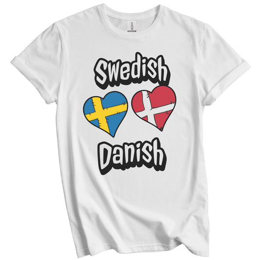 Swedish Danish Flag Heart Combo Sweden Denmark T-Shirt