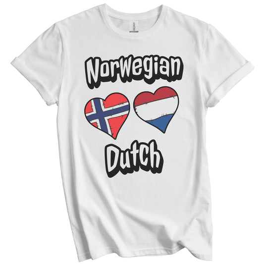 Norwegian Dutch Flag Heart Combo Norway Netherlands T-Shirt