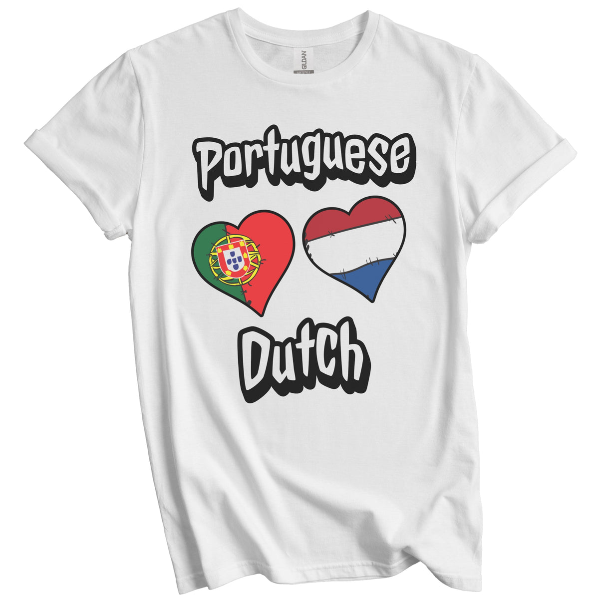 Portuguese Dutch Flag Heart Combo Portugal Netherlands T-Shirt