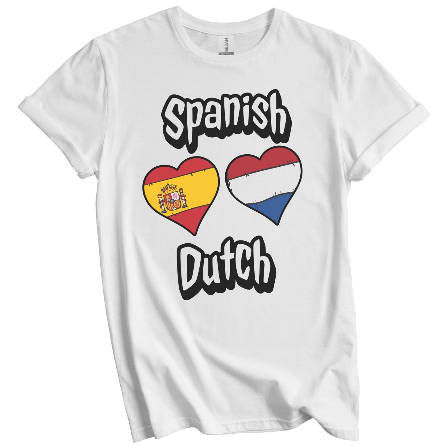 Spanish Dutch Flag Heart Combo Spain Netherlands T-Shirt