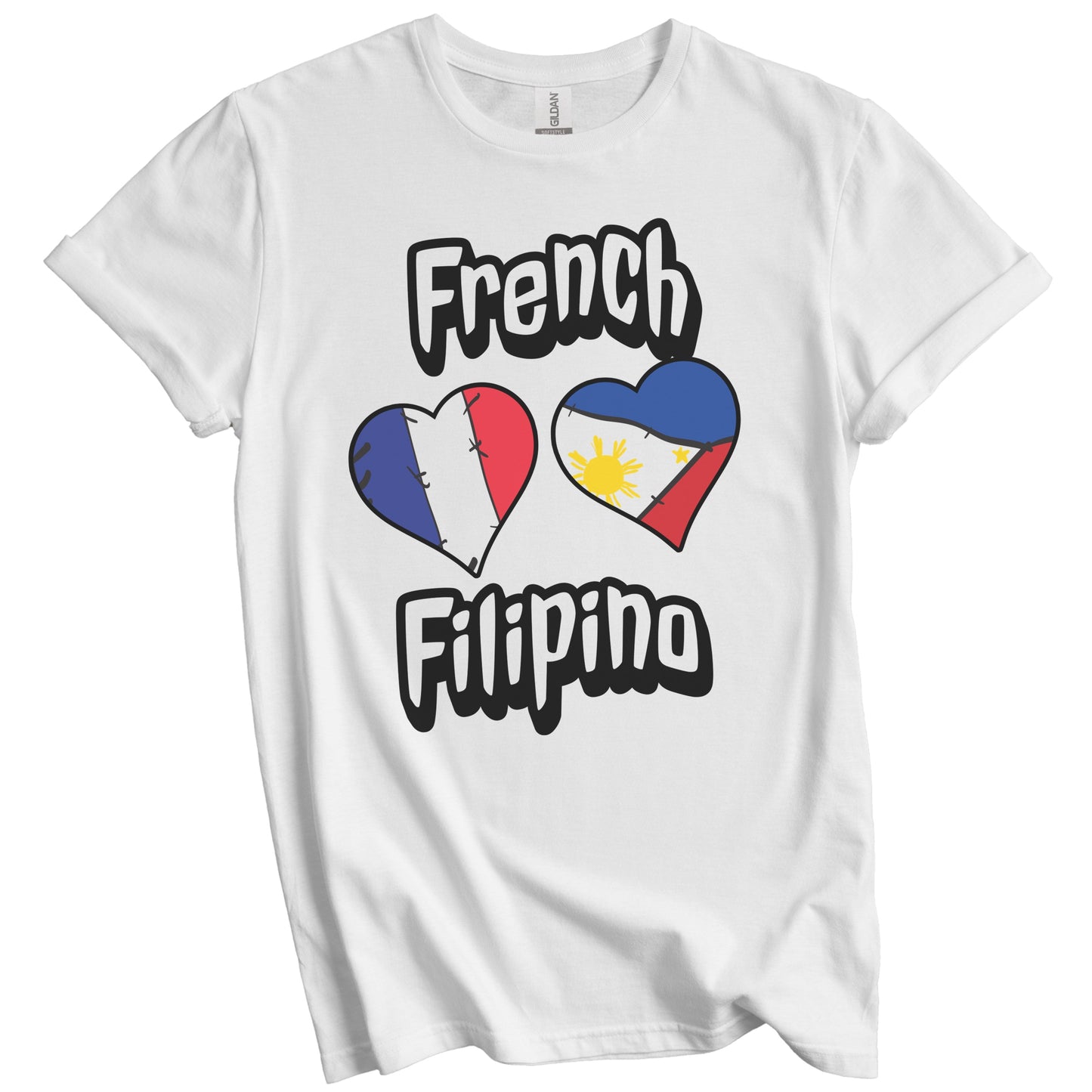 French Filipino Flag Heart Combo France Philippines T-Shirt