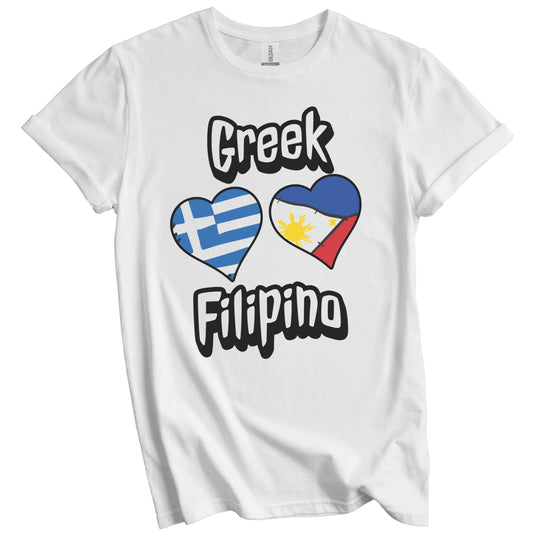 Greek Filipino Flag Heart Combo Greece Philippines T-Shirt