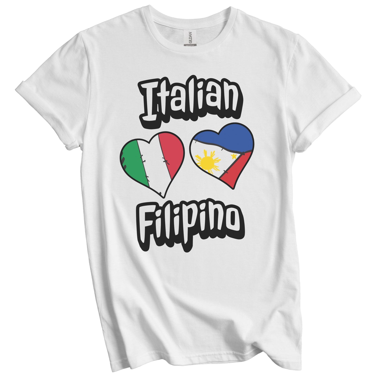 Italian Filipino Flag Heart Combo Italy Philippines T-Shirt