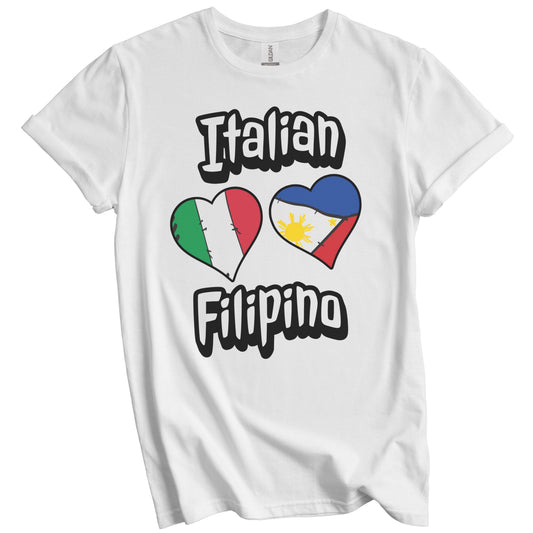 Italian Filipino Flag Heart Combo Italy Philippines T-Shirt