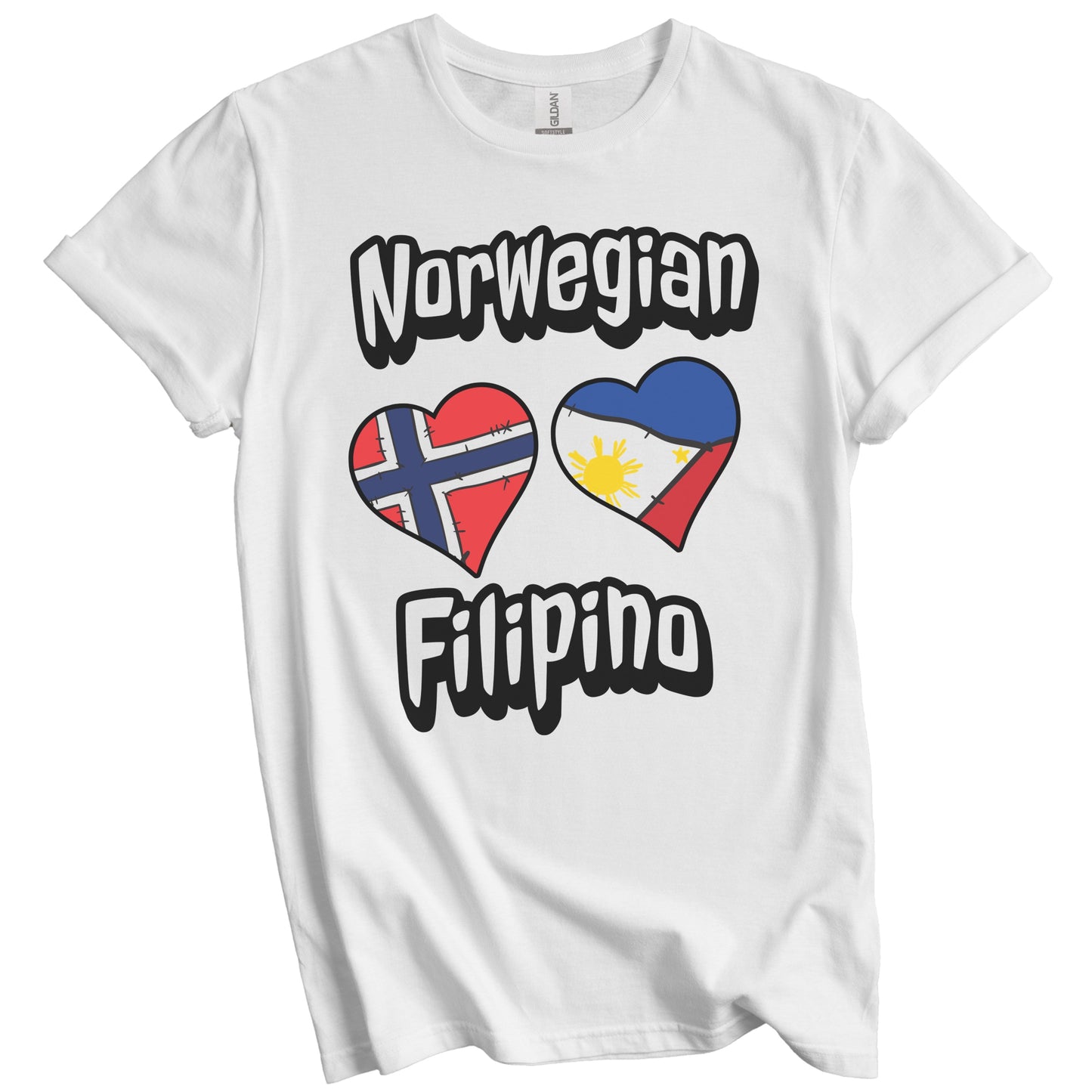Norwegian Filipino Flag Heart Combo Norway Philippines T-Shirt
