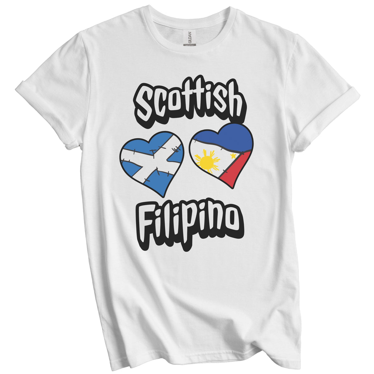 Scottish Filipino Flag Heart Combo Scotland Philippines T-Shirt