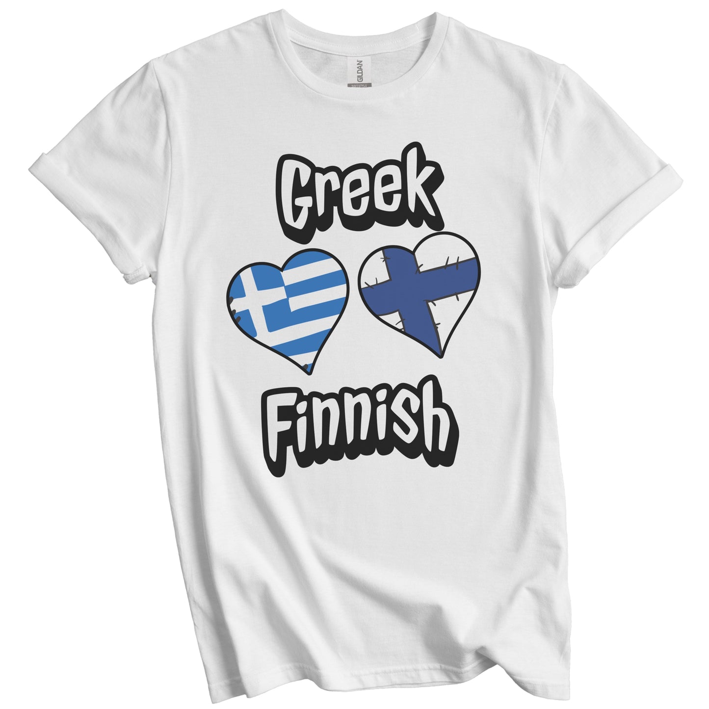 Greek Finnish Flag Heart Combo Greece Finland T-Shirt