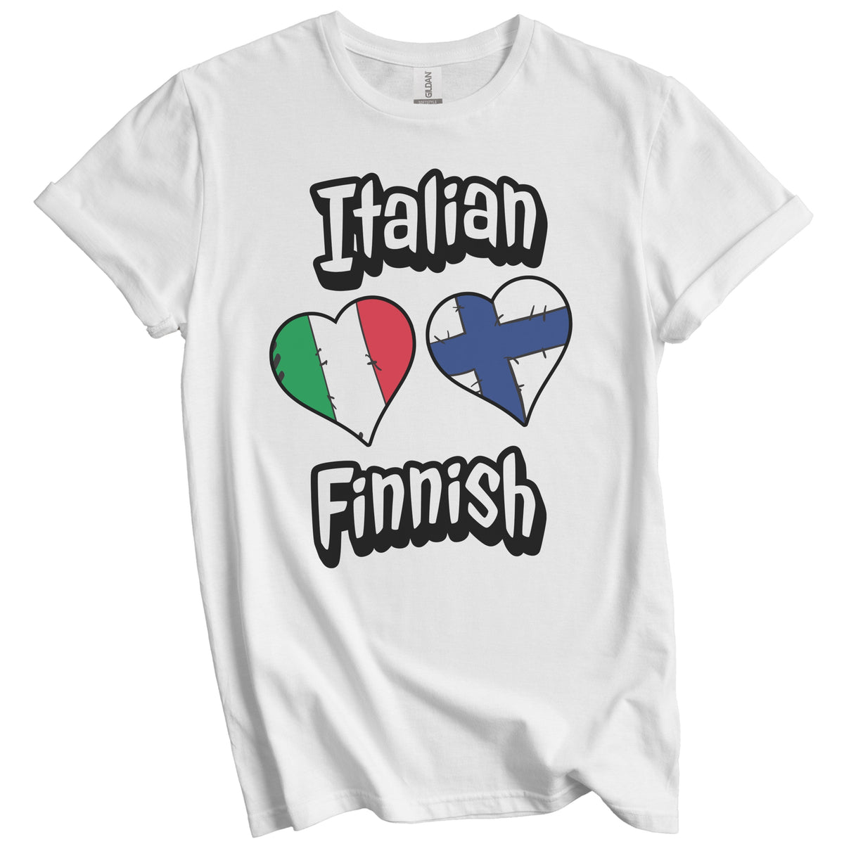 Italian Finnish Flag Heart Combo Italy Finland T-Shirt