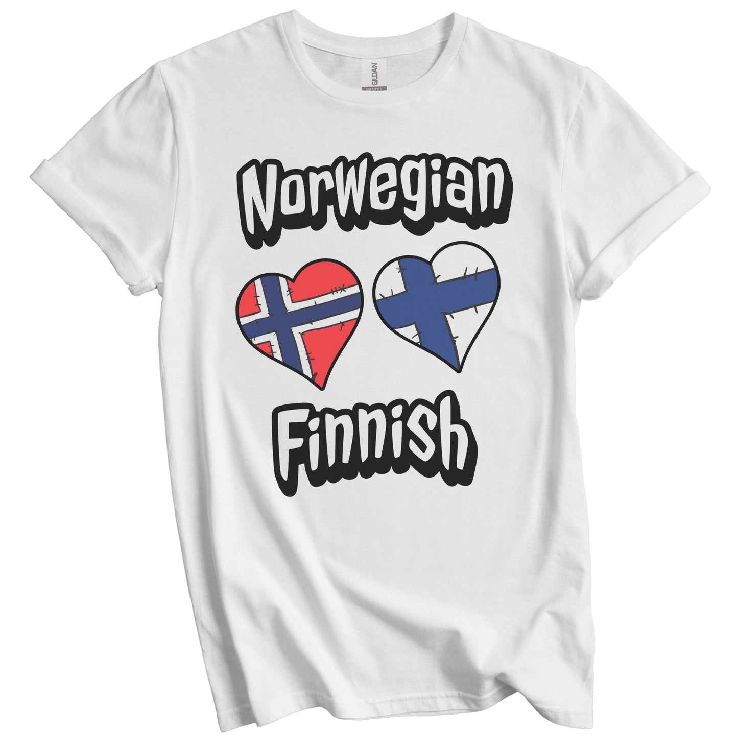 Norwegian Finnish Flag Heart Combo Norway Finland T-Shirt