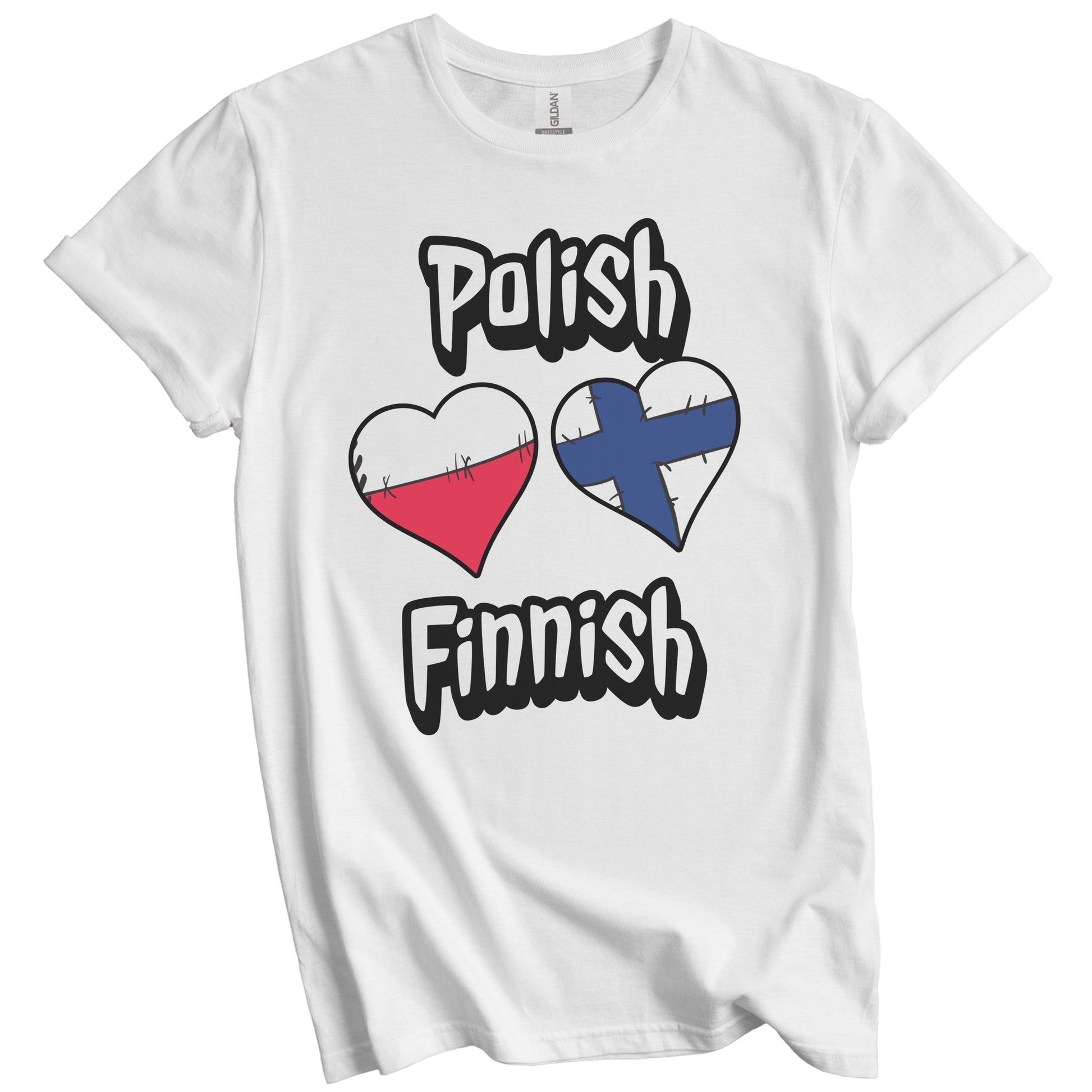 Polish Finnish Flag Heart Combo Poland Finland T-Shirt