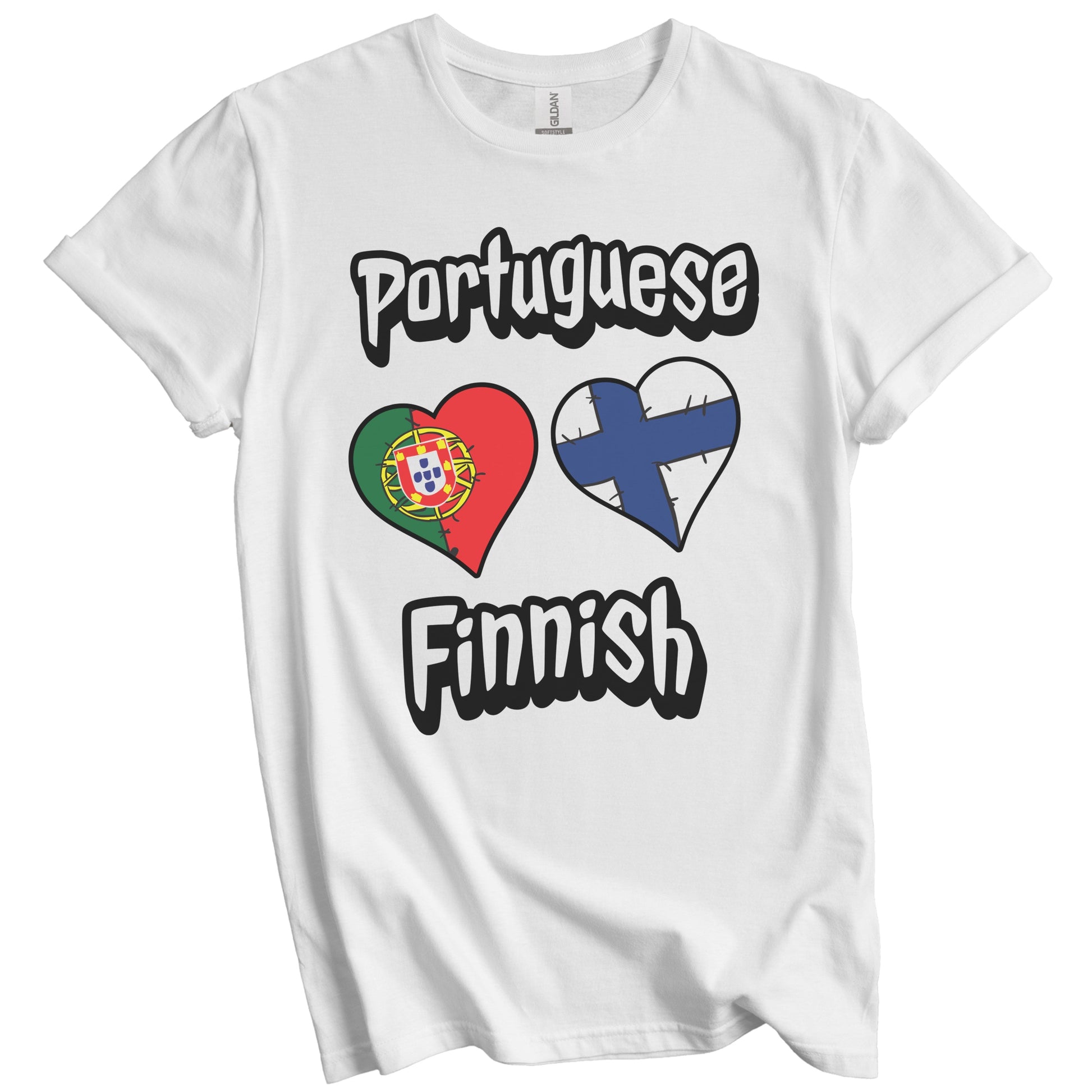 Portuguese Finnish Flag Heart Combo Portugal Finland T-Shirt