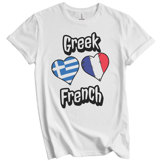 Greek French Flag Heart Combo Greece France T-Shirt