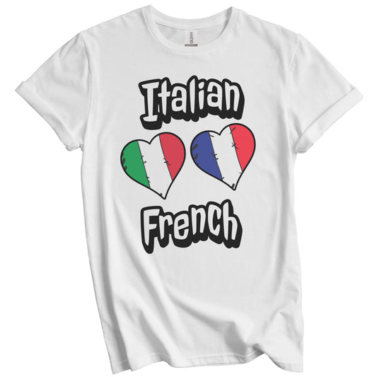 Italian French Flag Heart Combo Italy France T-Shirt