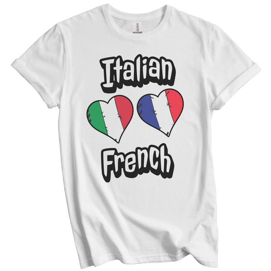 Italian French Flag Heart Combo Italy France T-Shirt