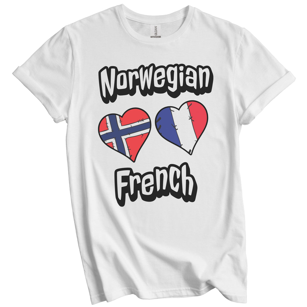 Norwegian French Flag Heart Combo Norway France T-Shirt